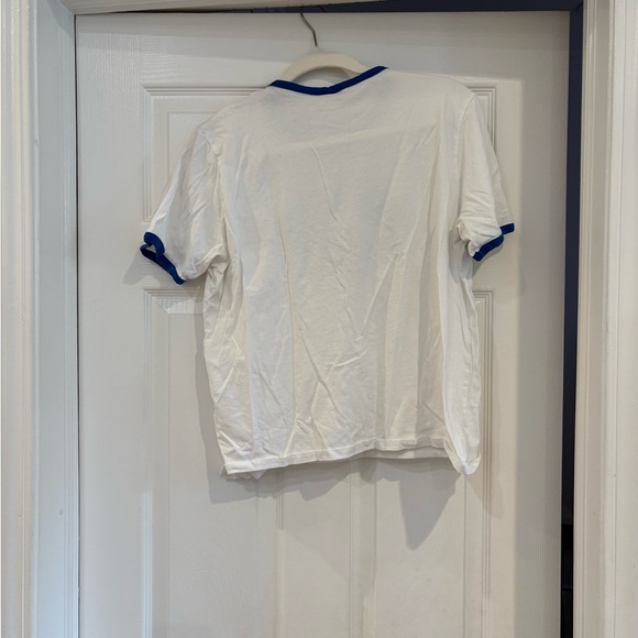 Sézane Dance Ckub White and Blue Graphic Tee, XL - Picture 4 of 9